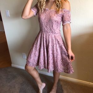Sparkly Pink Off The Shoulder Dress